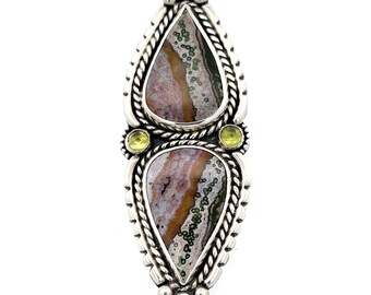 Ocean Jasper Peridot Ring: Handcrafted Sterling Silver, Size 7.5