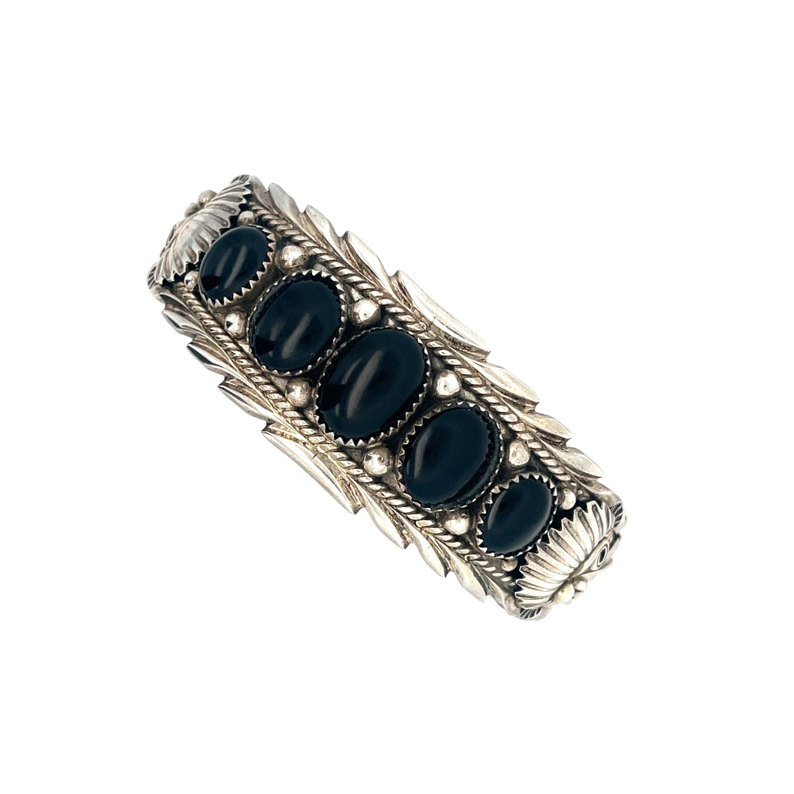 Native American Amazing Vintage Navajo Onyx Sterling Silver Gold Bracelet Cuff Native American Amazing Vintage Navajo Onyx Sterling Silver Gold Bracelet Cuff