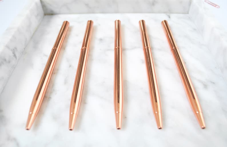 5 Rose Gold Ballpoint Pens, Black Ink image 4