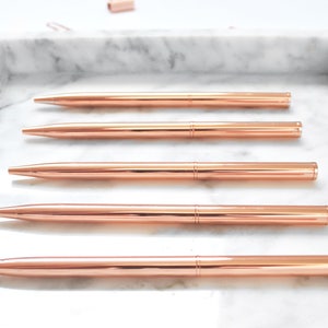 5 Rose Gold Ballpoint Pens, Black Ink image 2