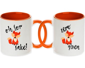 Pair of Oh For Fox Sake & 0 Fox Given Coffee Mug! (Set of 2 pcs) - The Cutest, Funniest, and Perfect Gift for Anyone!