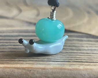 Earl the snail glass necklace