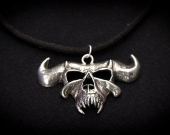 Sterling Silver Danzig Skull head pendant Necklace.