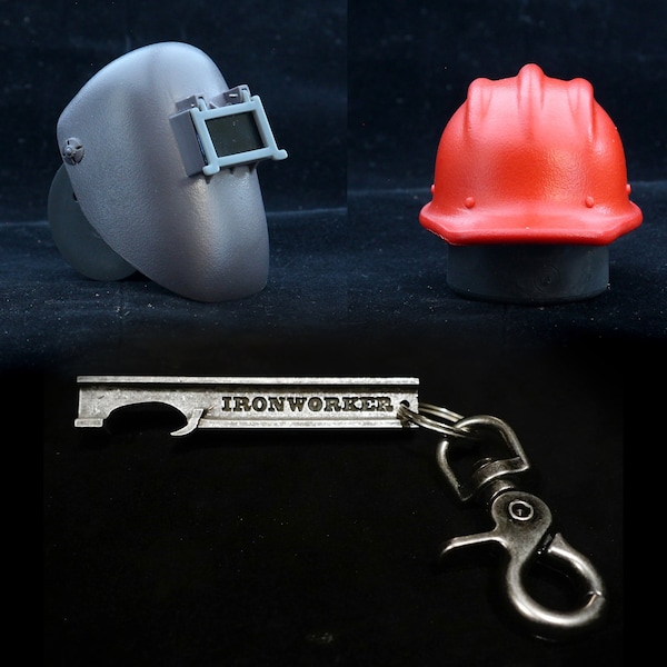 choice of IRONWORKER 502 Bullard Hard hat - I beam or Welding mask Bottle opener hard boiled fiberglass union 433 groomsman fatherday gift