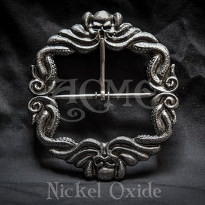 Ornate Pirate OCTOPUS Kraken Buckle for Belts or Baldric Nautical steampunk Caribbean rogue skull victorian Mermaid style Nickel oxide