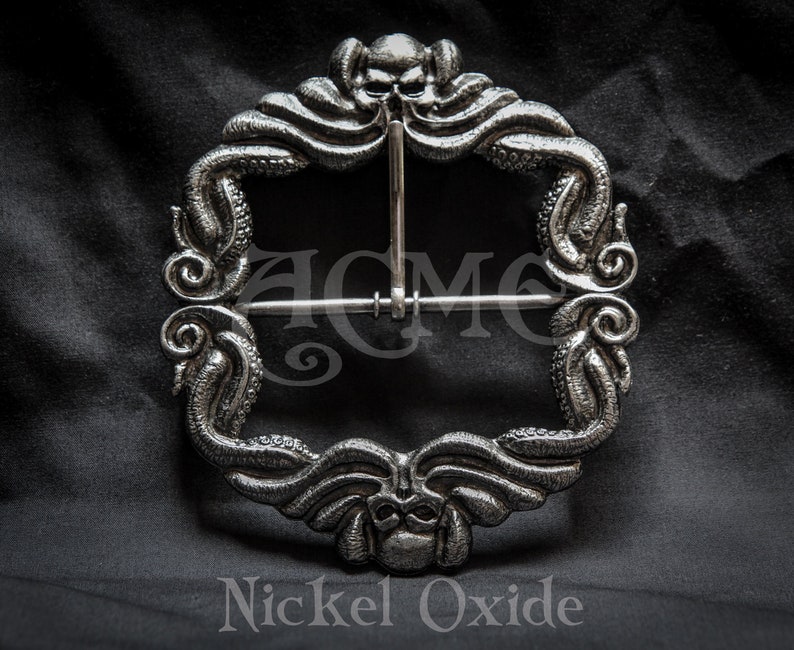 Ornate Pirate OCTOPUS Kraken Buckle for Belts or Baldric Nautical steampunk Caribbean rogue skull victorian Mermaid style Nickel oxide