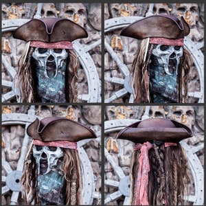 Jack sparrow Leather Tricorn Tricorner Pirate hat Milliner made image 4