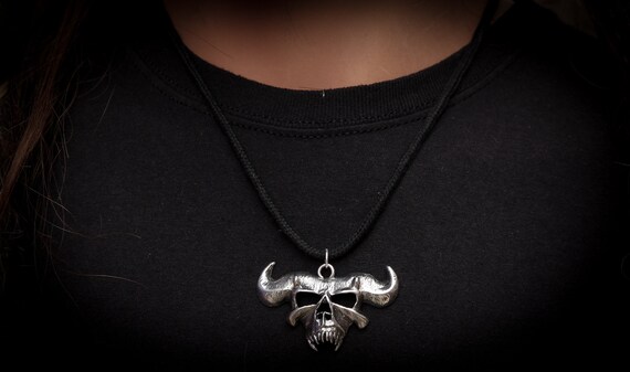 Sterling Silver Danzig Skull Head Pendant Necklace. - Etsy
