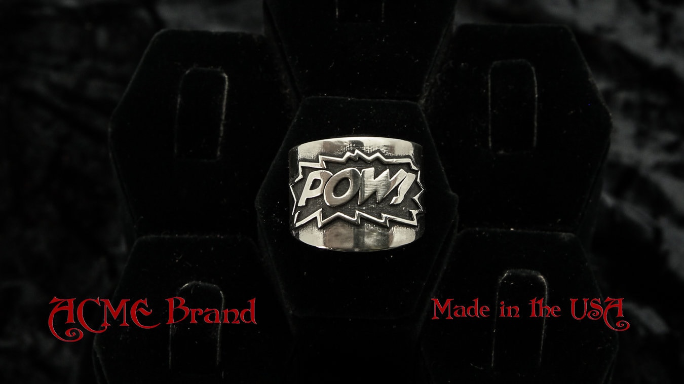 Sterling silver comic Legend Stan Lee Rememberance statement POW! ring EXCELSIOR