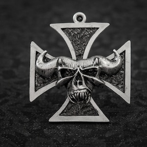 アンティーク ビンテージ リターンタグ キータグ チャーム 友愛結社 秘密結社 Danzig THRALL Iron Cross NEW V3.0 Lucifuge Necklace Pendant