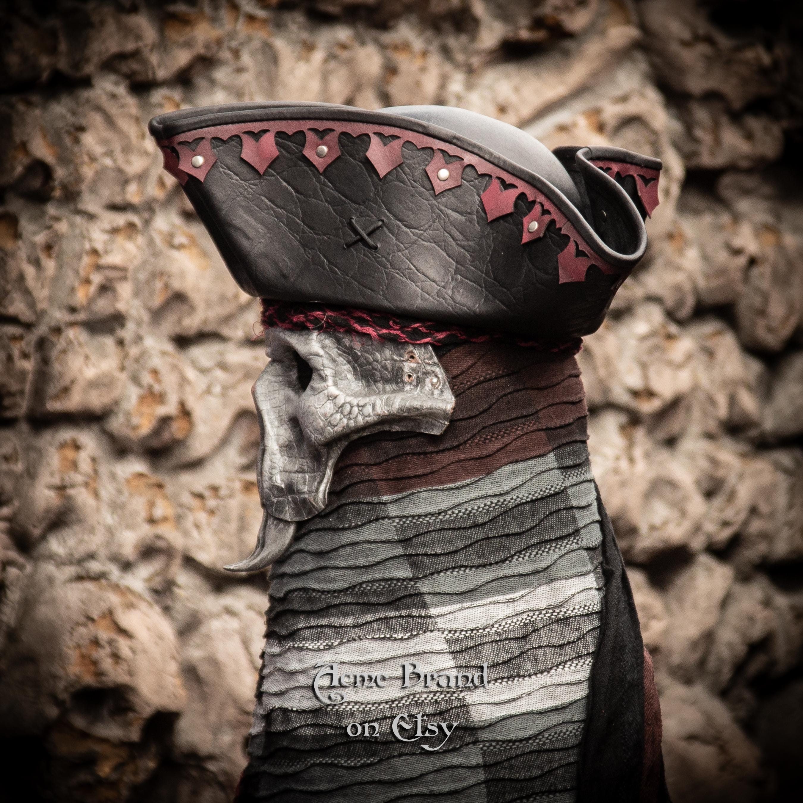 Leather Tricorn Captain Pirate Hat for the Cavalier Medieval