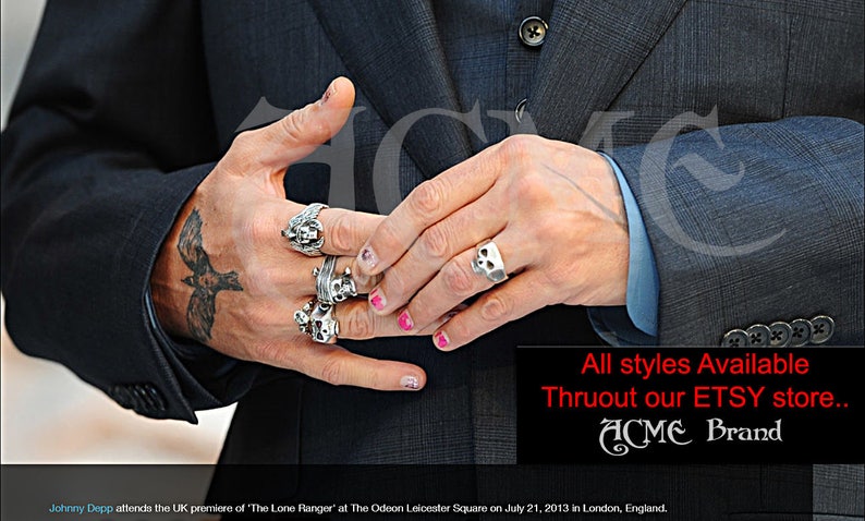 Johnny Depp Replica Plain Skull Pirate ring Sterling Silver | Etsy