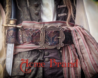 Large ornate Pirate Buckle For Baldric or waist belt. Black sails Pirates of the Caribbean