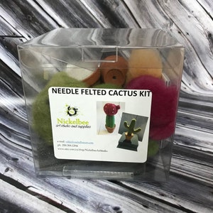 Needle Felted Cactus Kit - Wool and instructions ONLY - Makes two cacti - birthday present, craft kit, and great for kids