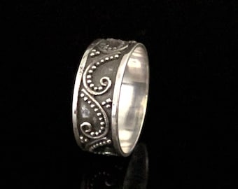 Swirl Band Ring Openwork Filigree Ring Ring Size 6 Braided Pebbled Ring Boma Sterling Ring 925 Silver Scroll Ring Rope Design Ring
