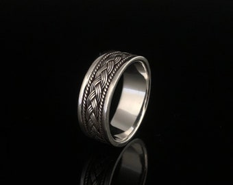 925 & 22K Gold Bali Handcrafted Ring 38943 Solid Silver
