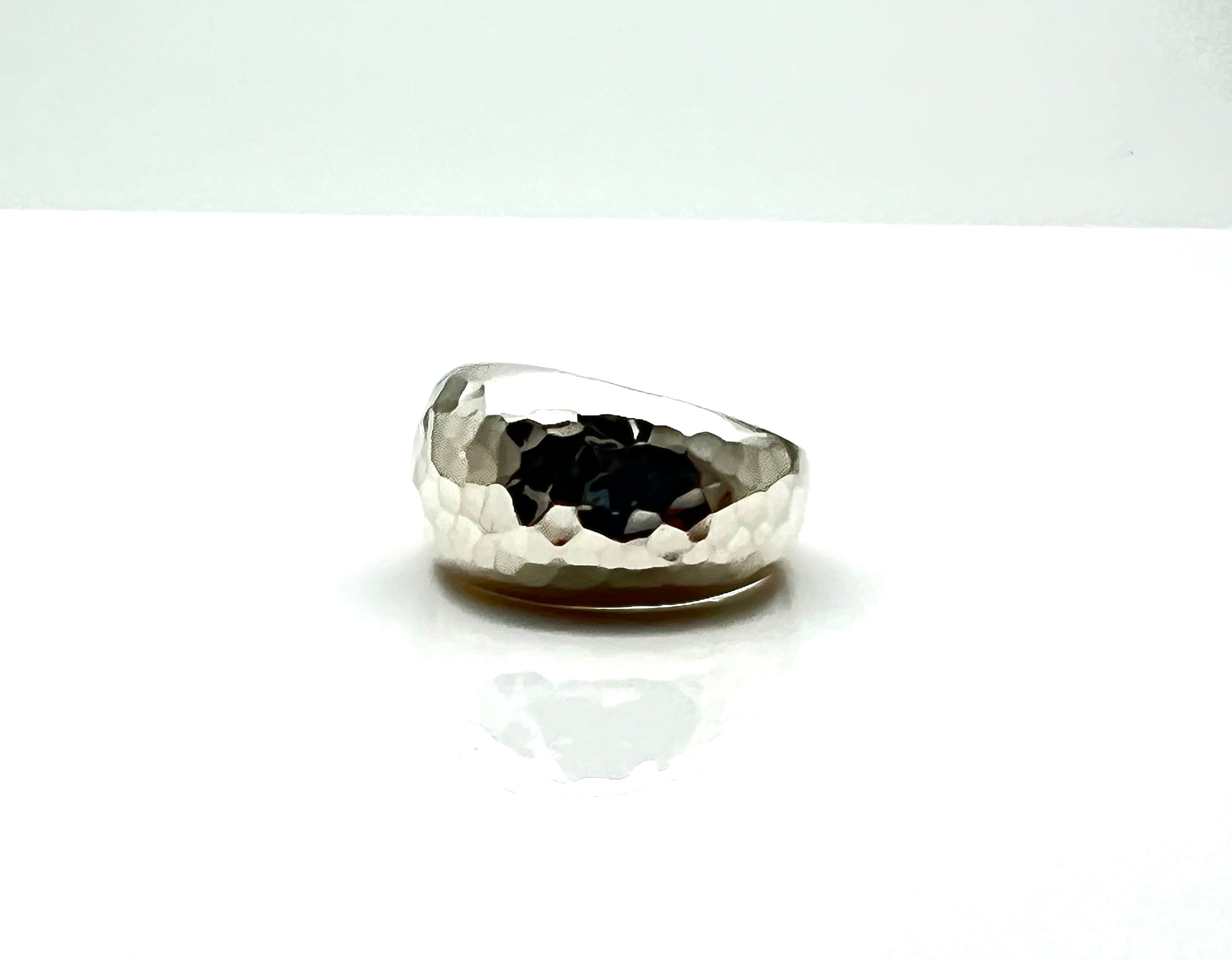 Handmade Hammered Sterling Silver Dome Ring - Etsy