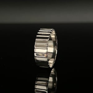 溝付きシルバーバンドリング // 925スターリングシルバー // ユニセックスシルバーバンドリング // サイズ6～12