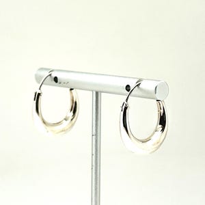 Puffy Hollow Hoop Earrings - 925 Sterling Silver -- Silver Hoops