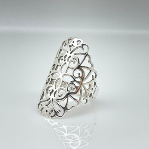 Filigree Silver Ring // 925 Sterling Silver // Silver Scroll Ring image 5