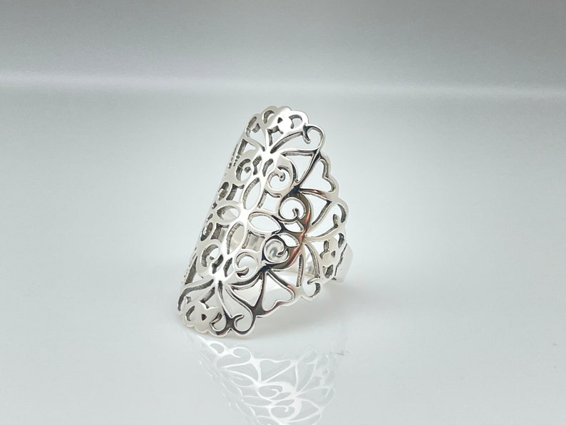 Filigree Silver Ring // 925 Sterling Silver // Silver Scroll Ring image 5