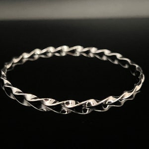 Twist Silver Bangle - 925 Sterling Silver -- Silver Bangle Bracelet