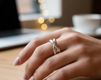 Sterling Silver Rolling Ring: Triple Band, Everyday Minimalist