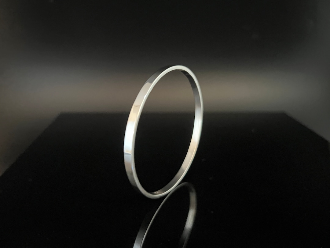 5mm Flat Bangle Bracelet - 925 Sterling Silver -- Silver