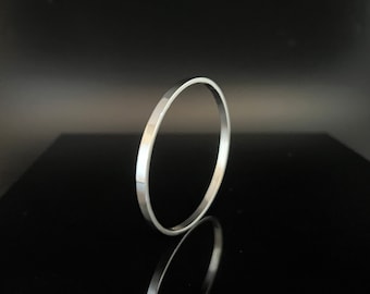 5mm Flat Bangle Bracelet - 925 Sterling Silver -- Silver Bangles