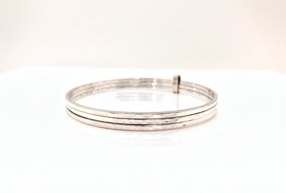 Hammered 3 Piece Bangle Set - Three Ring Bangle Set - 925