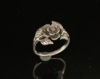 Anello in argento con rosa misura 6, 7, 8, 9 // Argento sterling 925 // Anello con rosa ossidata