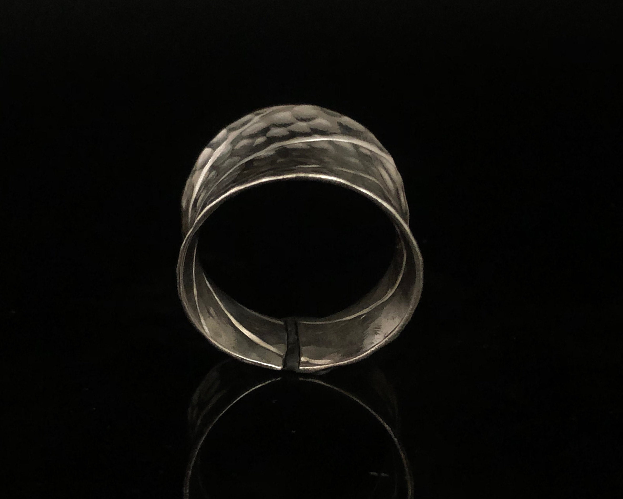 Hammered Concave Silver Ring - 925 Sterling Silver - Adjustable - Etsy