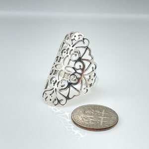 Filigree Silver Ring // 925 Sterling Silver // Silver Scroll Ring image 8