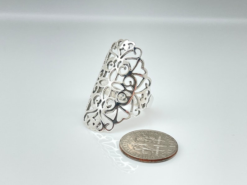 Filigree Silver Ring // 925 Sterling Silver // Silver Scroll Ring image 8