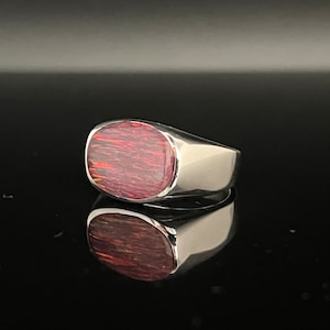 オーバルオパールシグネットリング // 925スターリングシルバー // ブラックファイアオパール // サイズ 8、9、10、11、12