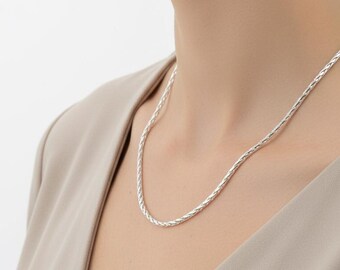 Sterling Silber Weizen Kette: Italienische Spiga Halskette oder Armband