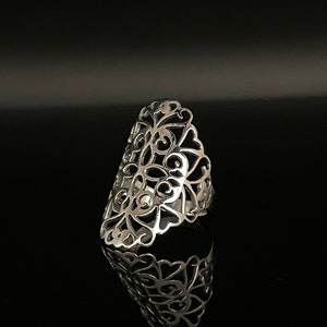 Filigree Silver Ring // 925 Sterling Silver // Silver Scroll Ring image 1