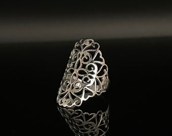 Filigree Silver Ring // 925 Sterling Silver // Silver Scroll Ring