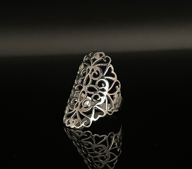 Filigree Silver Ring // 925 Sterling Silver // Silver Scroll Ring imagem 1