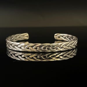 Braid Silver Cuff Bracelet- 925 Sterling Silver - Handmade