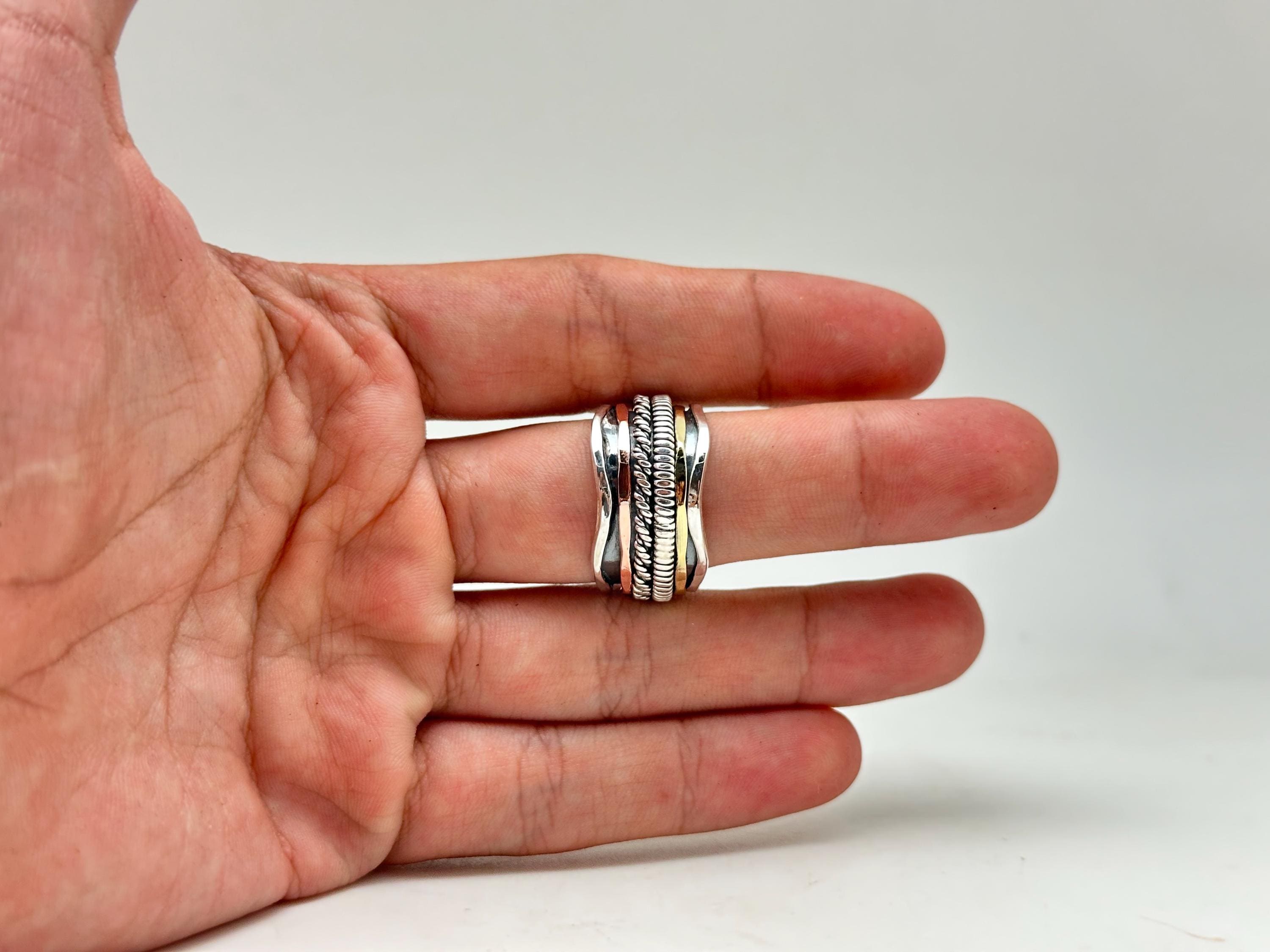 Spinner Ring Size 7 // 925 Sterling Silver With Bronze and Copper