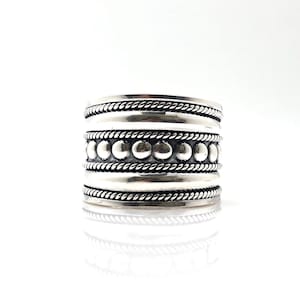 Braided Bali Ball Design Silver Ring // 925 Sterling Silver // Braided Silver Band Ring