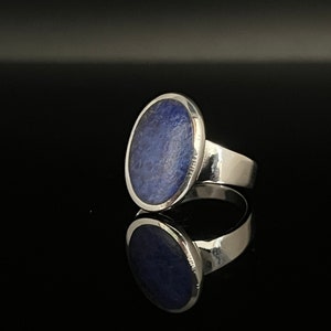 Simple Oval Blue Lapis Signet Ring // 925 Sterling Silver // Sizes 5 to 10 Available