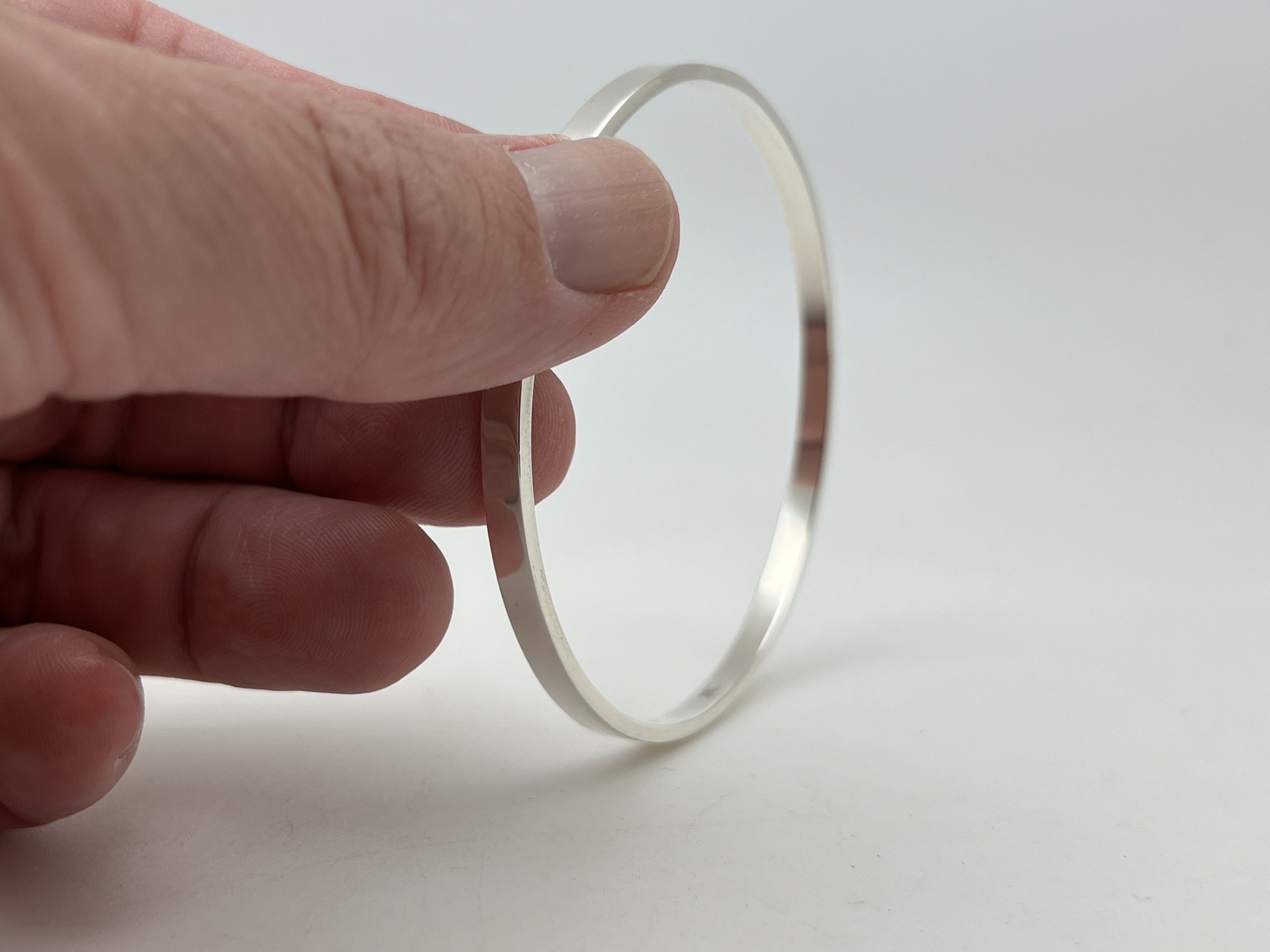 5mm Flat Bangle Bracelet - 925 Sterling Silver -- Silver Bangles