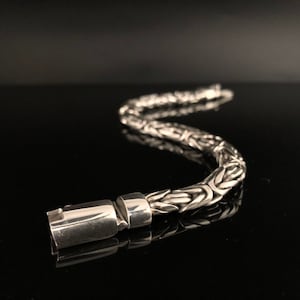 バリ ビザンチン ブレスレット - 6 mm フラットゲージ バリ ブレスレット - 7.5 - 8.5 インチ - 925 スターリングシルバー