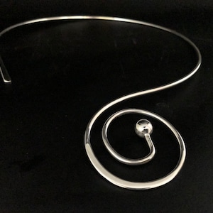 Swirl Design Silver Wire Choker - Silver Wire Choker - 18 inches - 925 Sterling Silver