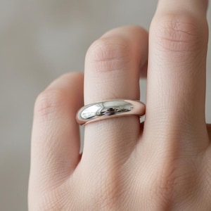 Thin Sterling Silver Dome Ring: High Polish, Minimalist Band