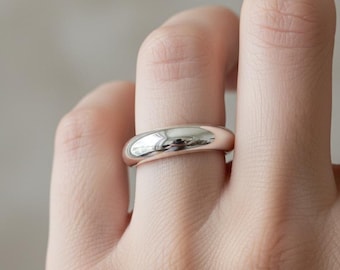 Thin Sterling Silver Dome Ring: High Polish, Minimalist Band