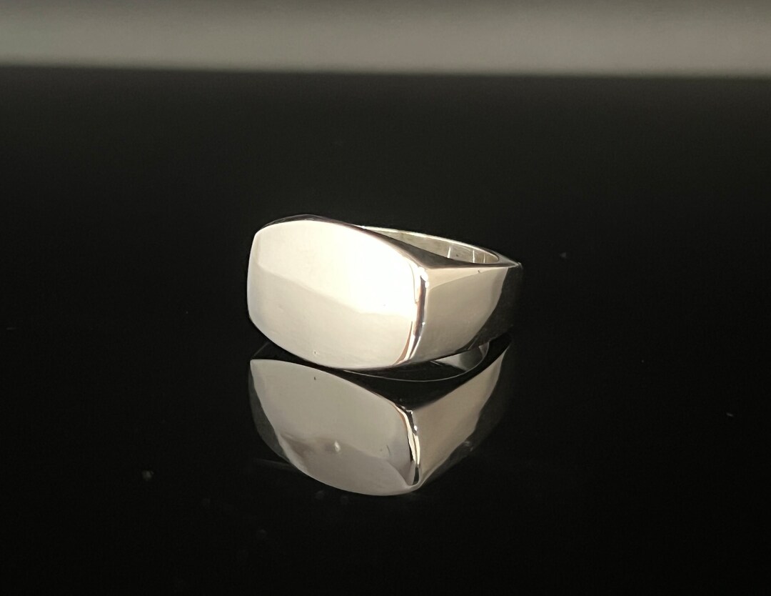 Heavy Silver Signet Ring // 925 Sterling Silver // Men's Silver Ring ...