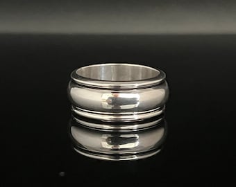 Mens Wide Spin Ring // 925 Sterling Silver // Heavy Single Band Spinner Ring //